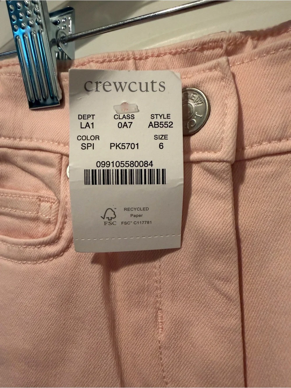 Crewcuts Light Pink Skinny Jeans - Sz 6 - NWT!